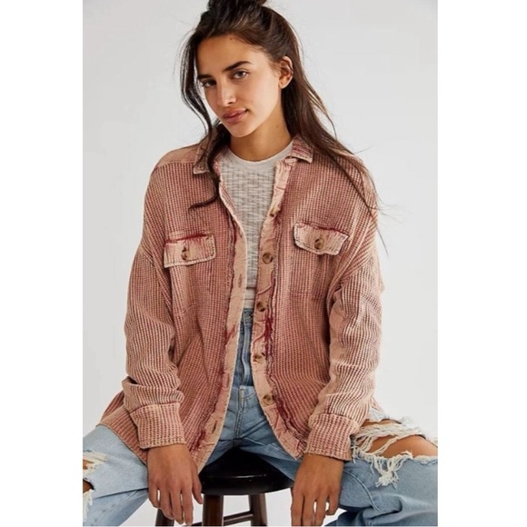 Free People FP One Oversized Scout Jacket Shacket Grunge Bohemian Arizona Large - Picture 4 of 16